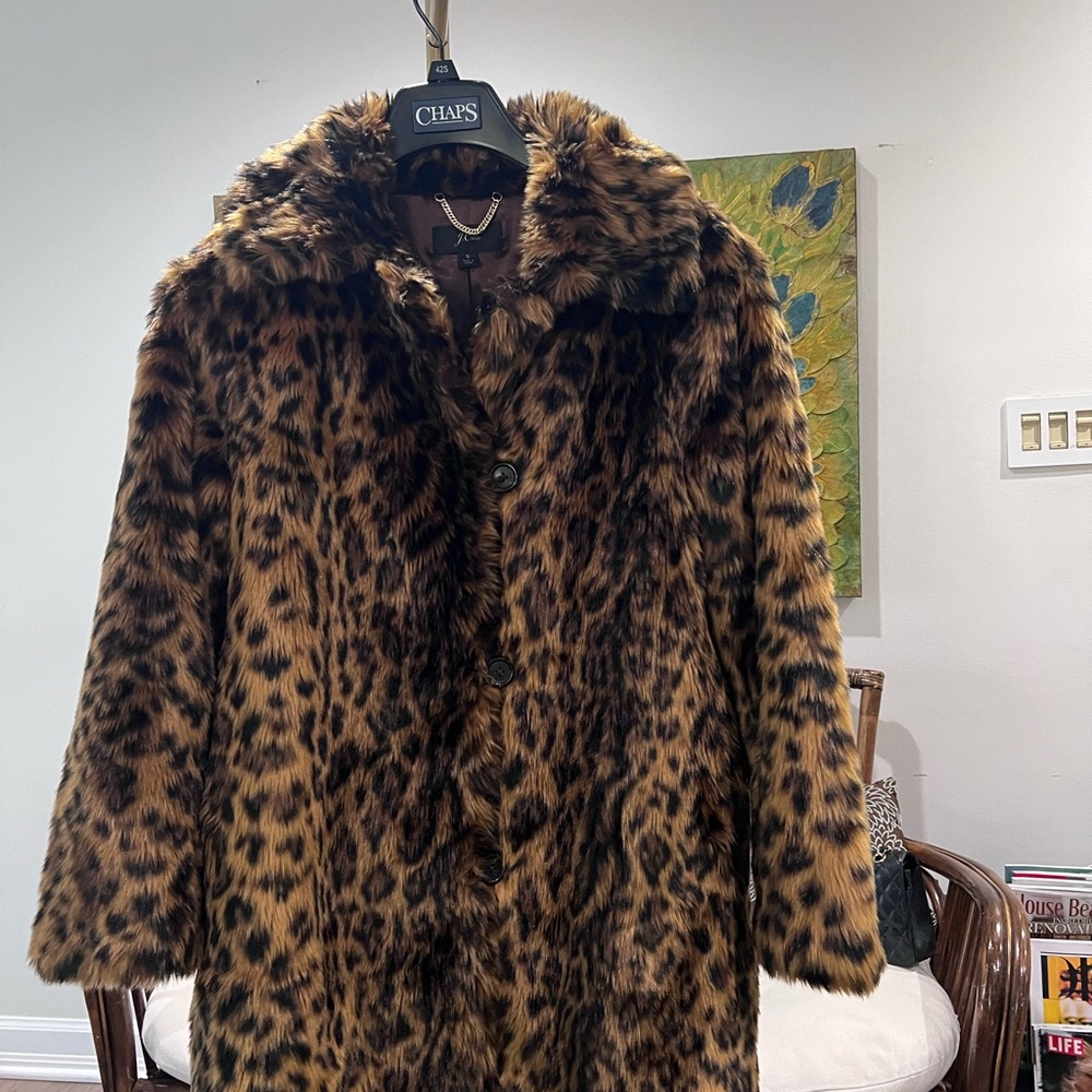 J. Crew Leopard-Print Faux Fur Coat - Brown & Black